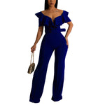 V Neck Ruffled Sexy Waist Jumpsuit Wholesale Womens Clothing N3823103000103