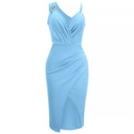 Solid Color Suspender Waist Slit Fashion Dresses Wholesale Womens Clothing N3824041600046