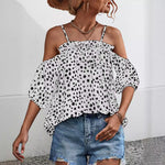 Halter Strapless Ruffle Dot Polka Dot Tops Wholesale Womens Clothing N3824050700104