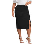 Wholesale Women Plus Size Clothing High Waist Slit Commuter Slim Skirt