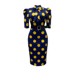 Fashion Bow Lacing Polka Dot Pencil Dress With Belt Wholesale Dresses