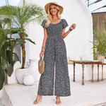 Floral Square Collar Round Neck Jumpsuit Wholesale Womens Clothing N3824041600047