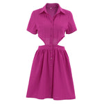 Casual Solid Color Waistless Short-Sleeved A-Line Shirt Dress Wholesale Dresses