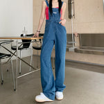Casual Solid Color Suspenders Denim Straight Jumpsuit Wholesale Womens Clothing