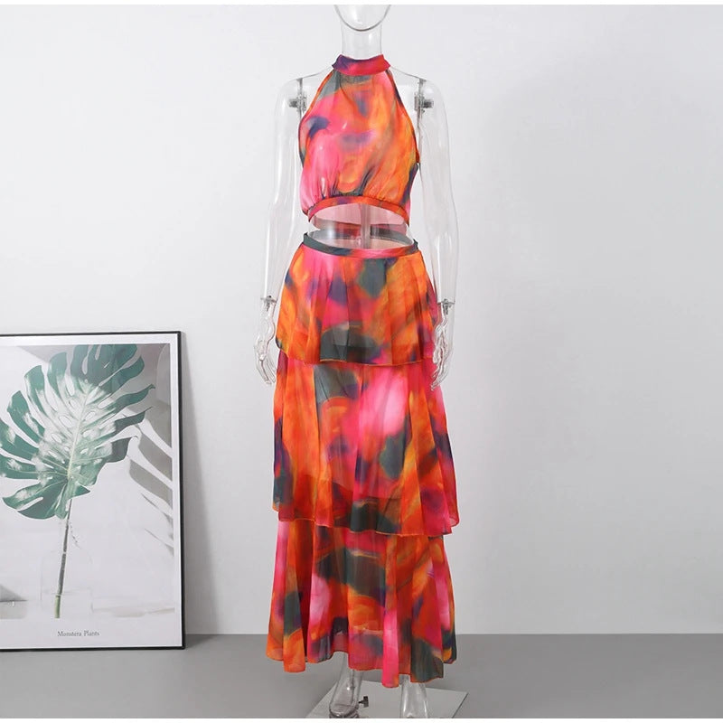 Fashion Tie Dye Sexy Sleeveless Maxi Dresses Wholesale Womens Clothing N3824040700322