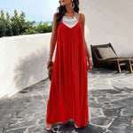 Elegant Solid Color Sling Maxi Dresses Wholesale Womens Clothing N3824040100132