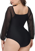 Wholesale Women'S Plus Size Clothing Solid-Color Mesh-Paneled One-Piece Swimsuit