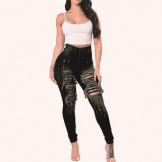 Women's High Waist Ripped Jeans Wholesale Womens Clothing N3823120600149