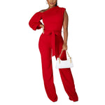 Solid Color One Shoulder Wide Leg Pants Wholesale Women'S Jumpsuits And Rompers N3823103000083