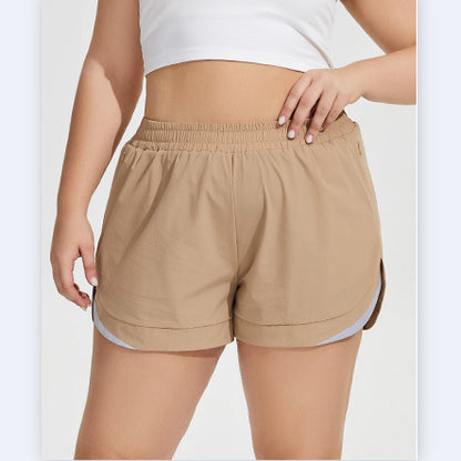 Wholesale Plus Size Womens Clothing High Waist Anti-Slip Pocket Sports Shorts