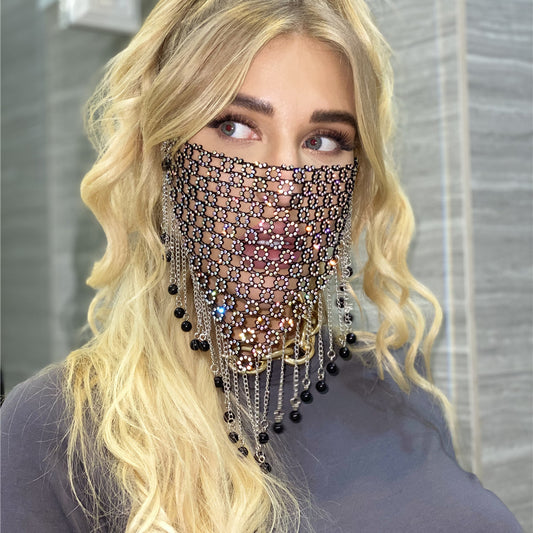 Mesh Rhinestone Jewelry Metal Tassel Mask Wholesale Women'S Clothing