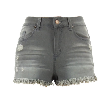 Distressed Stretch Denim High Waist Shorts For Women Wholesale Clothing N3823090500026