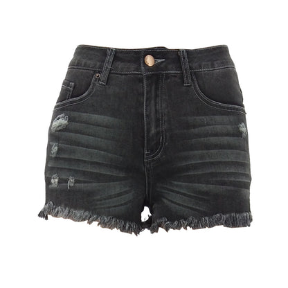 Distressed Stretch Denim High Waist Shorts For Women Wholesale Clothing N3823090500026