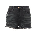 Distressed Stretch Denim High Waist Shorts For Women Wholesale Clothing N3823090500026