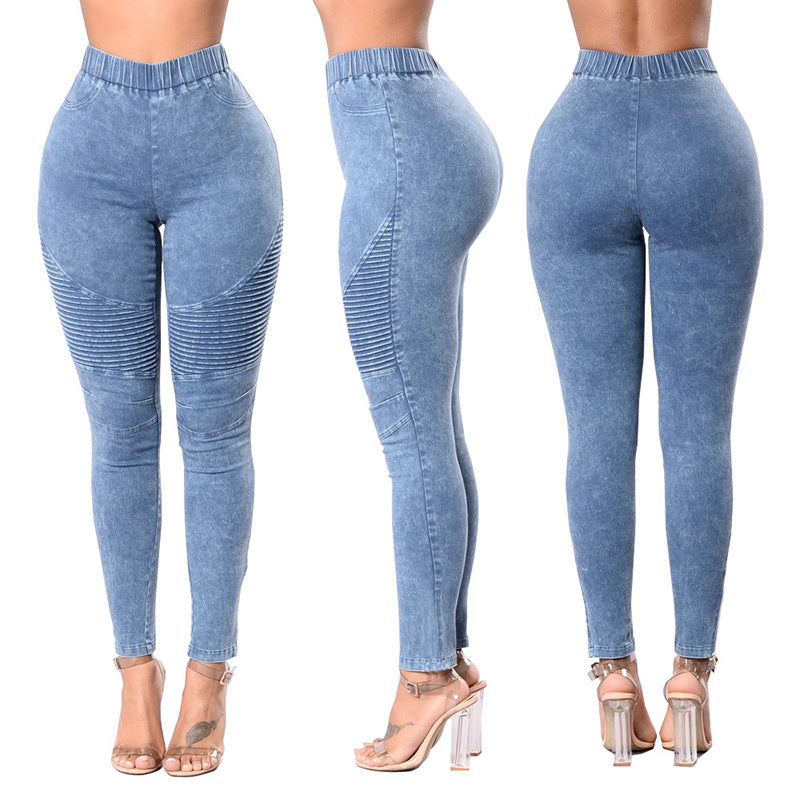 High Waist High Elastic Hip Lifting Jeans Wholesale Womens Clothing N3823090500029