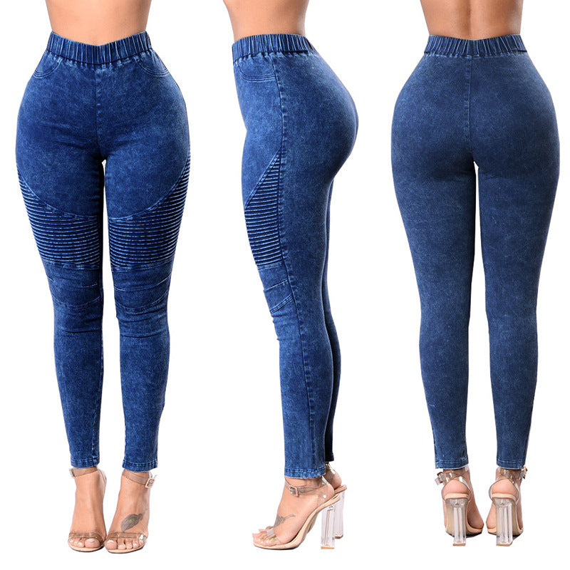 High Waist High Elastic Hip Lifting Jeans Wholesale Womens Clothing N3823090500029