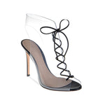 Women's Lace-up Transparent High Heel Sandals Wholesale Womens Shoes N3824010500100