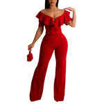 V Neck Ruffled Sexy Waist Jumpsuit Wholesale Womens Clothing N3823103000103