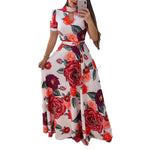 Fashion Digital Print Short Sleeve Big Hem Dresses Wholesale Dresses
