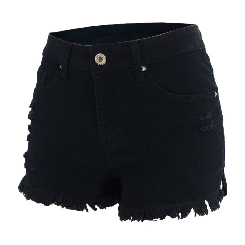 Distressed Stretch Denim High Waist Shorts For Women Wholesale Clothing N3823090500026