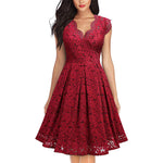 Vintage Lace V-Neck Sleeveless Big Hem Dress Wholesale Dresses