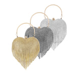 Exquisite Diamond-Encrusted Tasseled Heart-Shaped Party Clutch Bag Wholesale Womens Clothing