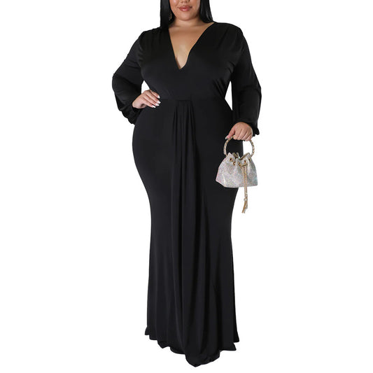 Sexy Irregular V-Neck Dress Wholesale Plus Size Womens Clothing N3823100900054