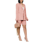 Solid Color Long Sleeve Blazer And Casual Shorts Wholesale Womens 2 Piece Sets N3823103000025
