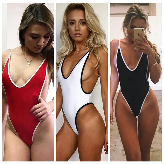 Women's Sexy Underwear Sports One-piece Swimsuit V Neck Wholesale Womens Swimwear N3824012000024