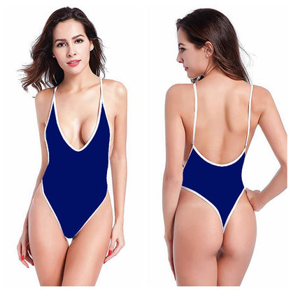 Women's Sexy Underwear Sports One-piece Swimsuit V Neck Wholesale Womens Swimwear N3824012000024