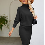 Solid Color Turtleneck Knitted Sweater Dress Wholesale Womens Clothing N3823110200043
