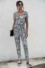 V-Neck Leopard Print Jumpsuit Wholesale Womens Clothing N3824042900062