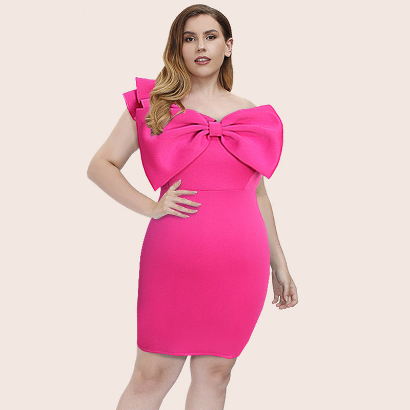 Sexy Single Shoulder Bow Backless Slim Package Hip Dress Wholesale Dresses