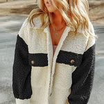 Contrast Color Patchwork Jacket Pocket Furry Wholesale Women's Coats & Jackets N3823100900017