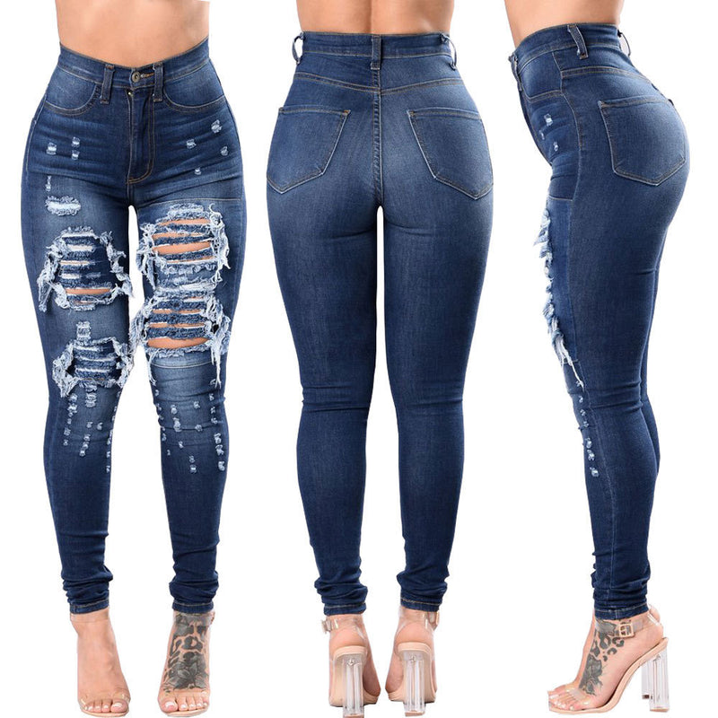 Women's High Waist Ripped Jeans Wholesale Womens Clothing N3823120600149