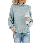 Casual Long Sleeve High Neck Chunky Knit Sweater Wholesale Womens Tops