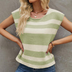 Striped Color Block Knit Loose Sleeveless Tank Sweater Wholesale Women's Clothing N3823120500009