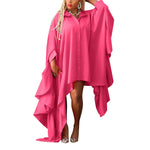 Autumn Solid Color Blouse Irregular Bat Sleeve Dress Wholesale Plus Size Womens Clothing N3823103000088