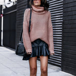 Fashion Chunky Line Long Sleeve Turtleneck Sweater Wholesale Womens Tops
