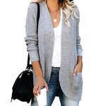 Loose Solid Colour Long Sleeve Mid-Length Knitted Cardigan Wholesale Womens Clothing