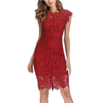Sexy Solid Color Lace Embroidery Slim Hip Dresses Wholesale Dresses