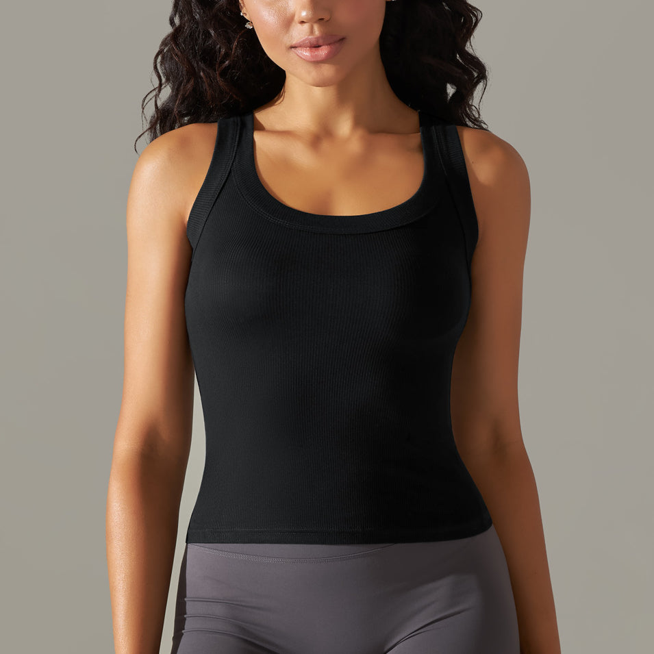 Sleeveless U-Neck Pit Bar Tight Sports Tank Tops Wholesale Women'S Top