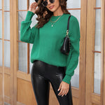 Loose Casual Solid Color Round Neck Knit Pullover Sweater Wholesale Women'S Top