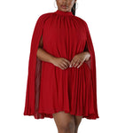 Solid Color Dolman Sleeve Pleated Loose Chiffon Dress Wholesale Womens Clothing N3823103000076