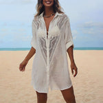 Lapel Lace Beach Jacket Shirt Wholesale Womens Clothing N3823112800038