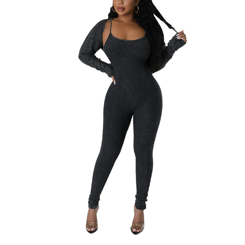 Solid Color Suspender And U-Neck Sexy Tight Jumpsuit Wholesale Womens Clothing N3823111500004