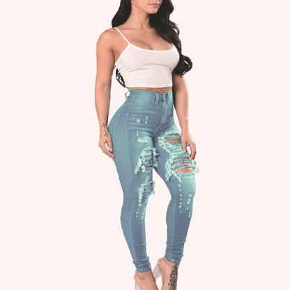 Women's High Waist Ripped Jeans Wholesale Womens Clothing N3823120600149