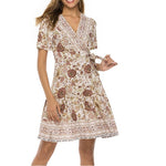 Women's Boho Beach Resort Dress Short Sleeve Deep V Wholesale Womens Clothing N3823121400190