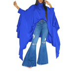 Pleated Long Solid Color Shawl Shirt Wholesale Plus Size Womens Clothing N3823103000082