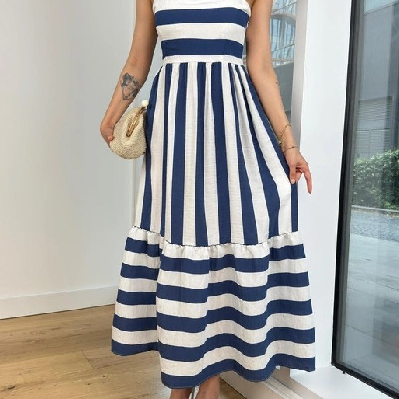 Elegant Striped Flutter Sleeve Dresses Wholesale Womens Clothing N3824082900030